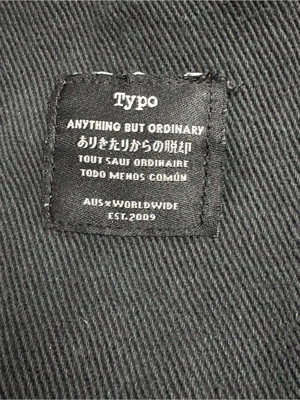 Cotton On Typo Wellness Tote Shoulder Bag Large Black Denim Zipper Pockets NICE